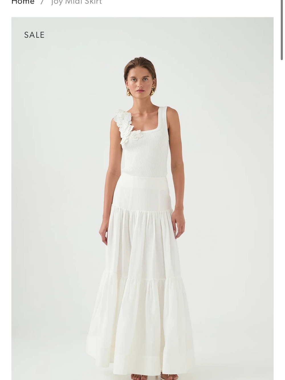 Aje White Tiered Maxi Skirt